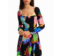 Desigual Desigual - Vestido corto evasé flores de mujer. Negro Talla 36