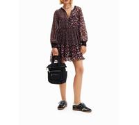 Desigual Desigual - Vestido corto gasa flores de mujer. Negro Talla 36