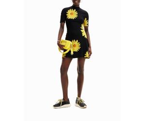 Desigual Desigual - Vestido corto margaritas M. Christian Lacroix de mujer. Negro Talla 36