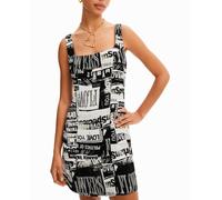 Desigual Desigual - Vestido corto periódico de mujer. Blanco Talla 42