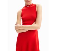 Desigual Desigual - Vestido corto skater canalé de mujer. Rojo Talla 40