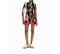 Desigual Desigual - Vestido corto skater flores de mujer. Negro Talla 40