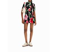 Desigual Desigual - Vestido corto skater flores de mujer. Negro Talla 44