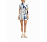Desigual Desigual - Vestido corto skater mapas de mujer. Blanco Talla 40