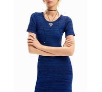 Desigual Desigual - Vestido largo canalé jaspeado de mujer. Azulón Talla 44