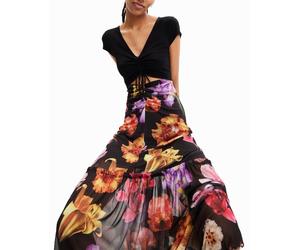 Desigual Desigual - Vestido largo combinado flores M. Christian Lacroix de mujer. Negro Talla 40