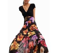 Desigual Desigual - Vestido largo combinado flores M. Christian Lacroix de mujer. Negro Talla 42