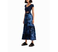 Desigual Desigual - Vestido largo combinado textura animal print de mujer. Azul marino Talla 40