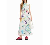 Desigual Desigual - Vestido largo cut-out desenfocado de mujer. Crudo Talla 44