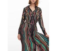 Desigual Vestido de Manga Larga para Mujer, Material de Acabados, XS