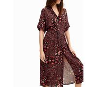 Desigual Desigual - Vestido midi camisero flores de mujer. Negro Talla 44