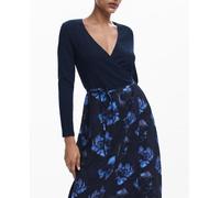 Desigual Desigual - Vestido midi combinado de mujer. Azul marino Talla 38