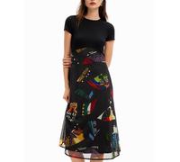 Desigual Desigual - Vestido midi combinado M. Christian Lacroix de mujer. Negro Talla 36