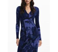 Desigual Desigual - Vestido midi flores de mujer. Azul marino Talla 38