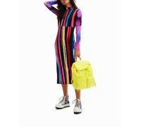 Desigual Desigual - Vestido midi slim rayas M. Christian Lacroix de mujer. Fucsia Talla 36