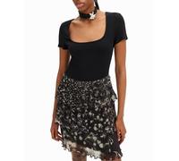 Desigual Desigual - Vestido mini combinado plisado de mujer. Negro Talla 38