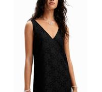 Desigual Desigual - Vestido mini encaje flores de mujer. Negro Talla 38