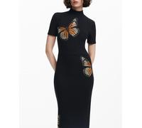 Desigual Desigual - Vestido slim midi mariposas de mujer. Negro Talla 42
