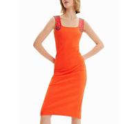 Desigual Desigual - Vestido slim tirantes canalé de mujer. Naranja Talla 44