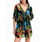 Desigual Desigual - Vestido túnica tropical de mujer. Negro Talla 36