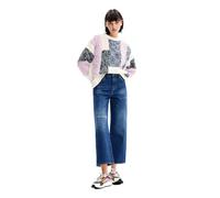 Desigual Jersey de Punto Plano para Mujer Sudadera, Blanco, S