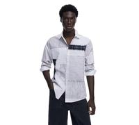 Desigual Man Woven Shirt Long Sleeve Camiseta, Negro, S Hombres