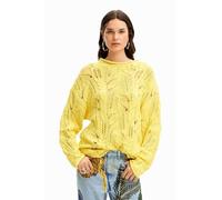 Desigual Milano 24SWJF23 - Suéter grueso de corte extragrande, amarillo, XXL