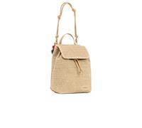 Desigual mochila de ocio bolso Half Logo Raffia Backpack Natural beige
