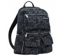 Desigual mochila de ocio Chester Whiskey Embroidery Denim Big Backpack Black gris oscuro