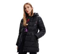 Desigual Padded_aarhus 2000, Color Negro Long Overcoat, L para Mujer