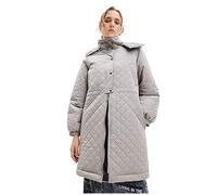 Desigual Padded_Denmark Abrigo Largo para Mujer de Lana Acolchada, Negro, XS
