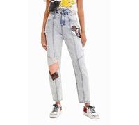 Desigual Pant_Patch Mi, 5053 Denim Medium Wash Pantalones Informales, Azul, S para Mujer