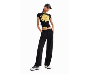Desigual Pantalones Casuales para Mujer, Negro, M