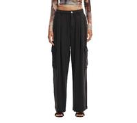 Desigual Pantalones Largos Tejidos para Mujer, Negro, L