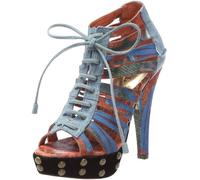 Desigual Shoes_Haya 21SSL04 - Sandalias de Vestir de Cuero para Mujer, Color Azul, Talla 39