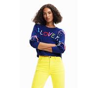 Desigual Jers_i Love Sudadera, Azul, L para Mujer