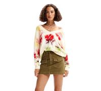 Desigual Desigual - Jersey oversize flores de mujer. Crudo Talla 42