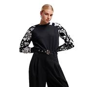 Desigual Woman Flat Knit Thin Gauge Pullover Sudadera, Negro, S para Mujer