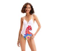 Desigual Swim_panter Traje de baño de una Pieza, Blanco, S para Mujer