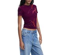 DESIGUAL T-SHIRT MANICHE CORTE DONNA VIOLA