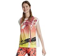 Desigual TS_Spray Palm Camiseta, Blanco (Blanco 1000), Small para Mujer