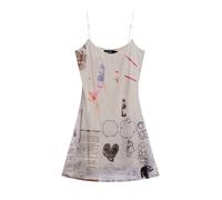 Desigual Vestido azul claro / marrón claro / rojo / negro, Talla 42