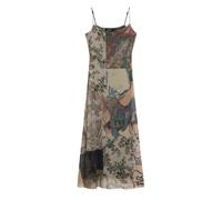Desigual Vestido beige / chocolate / marrón claro / verde oscuro 38 beige / chocolate / marrón claro / verde oscuro