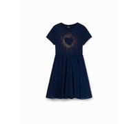 Desigual Vestido corazón strass. Azul marino 9-10 Años