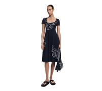 Desigual Vestido de Manga Corta para Mujer, Negro, L