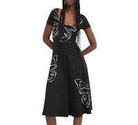 Desigual Vestido de Manga Corta para Mujer, Negro, XL