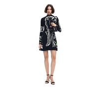 Desigual Vestido de Manga Larga para Mujer, Negro, XL