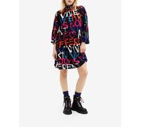 Desigual Vestido de mujer corto túnica con mensajes. Negro 038/S