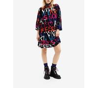 Desigual Vestido de mujer corto túnica con mensajes. Negro 40/M