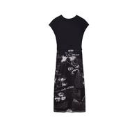 Desigual Vestido de Manga Corta para Mujer Informal, Negro, XS